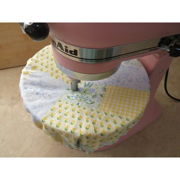 Kitchenaid Bowl Cover Reversible Yellow and Blue Floral with Chickens - Picture 6 of 9